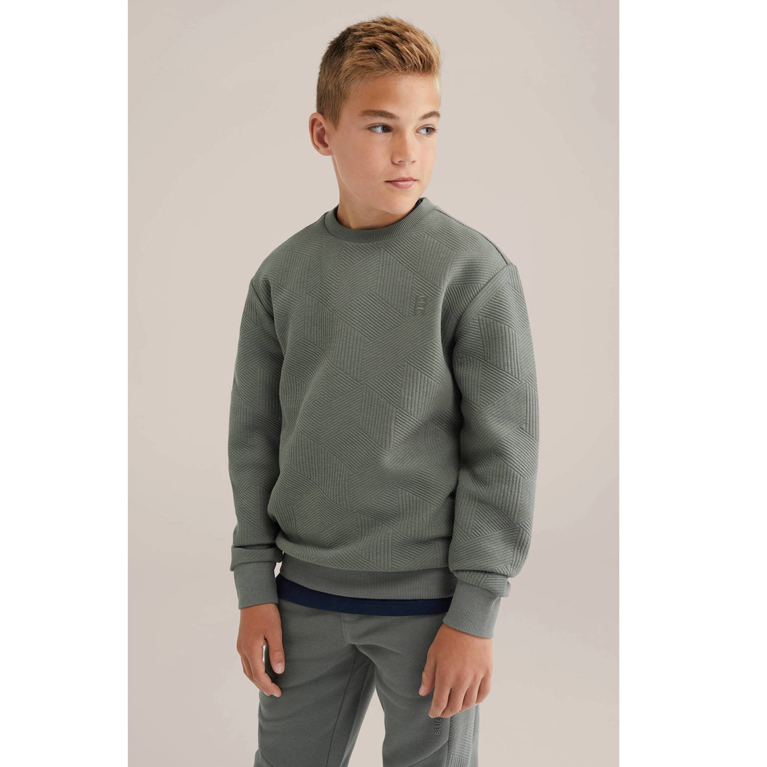 WE Fashion sweater grijsgroen