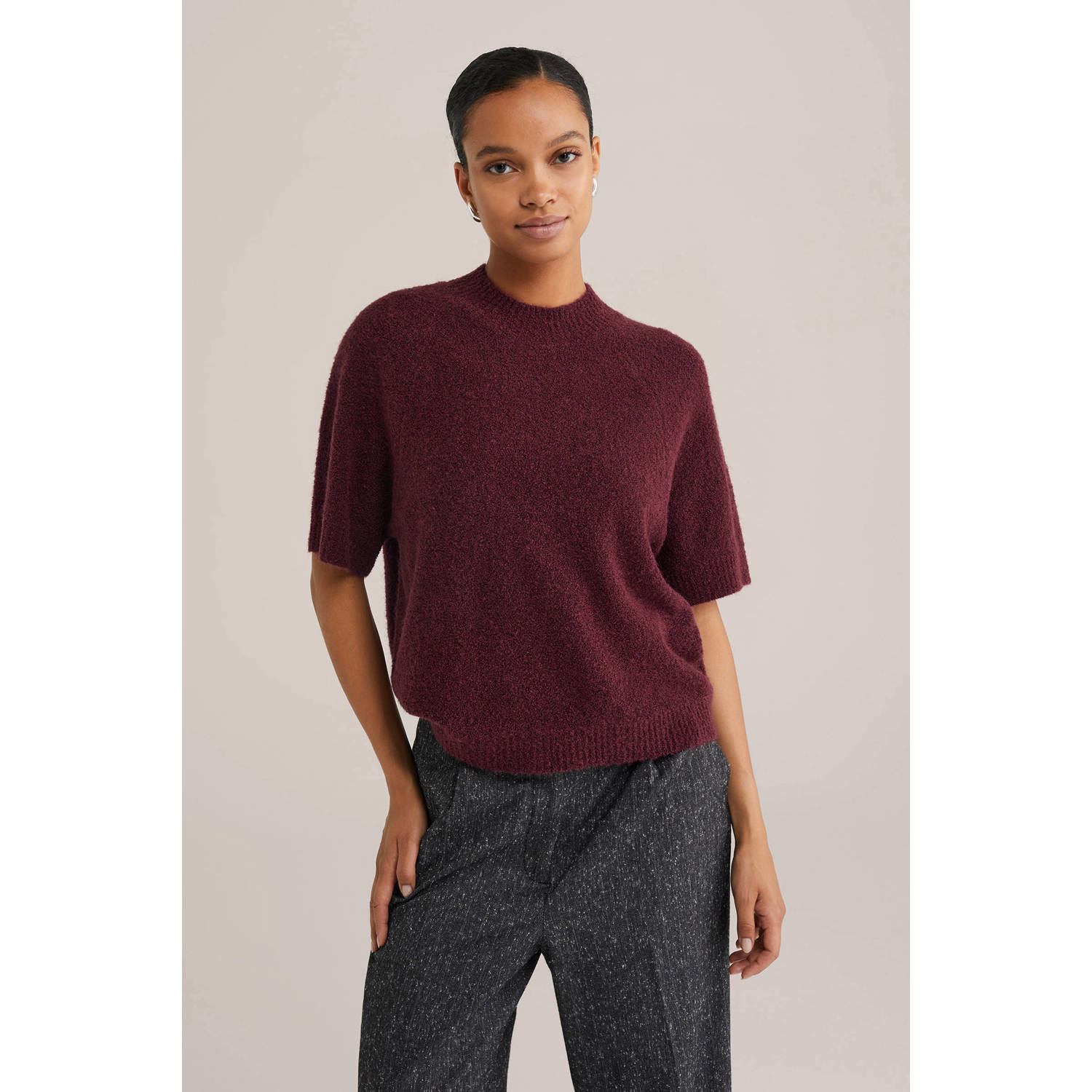 WE Fashion gebreide trui donkerrood