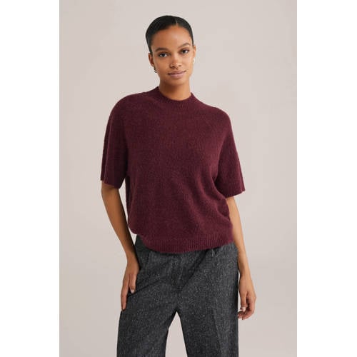 WE Fashion gebreide trui donkerrood afbeelding