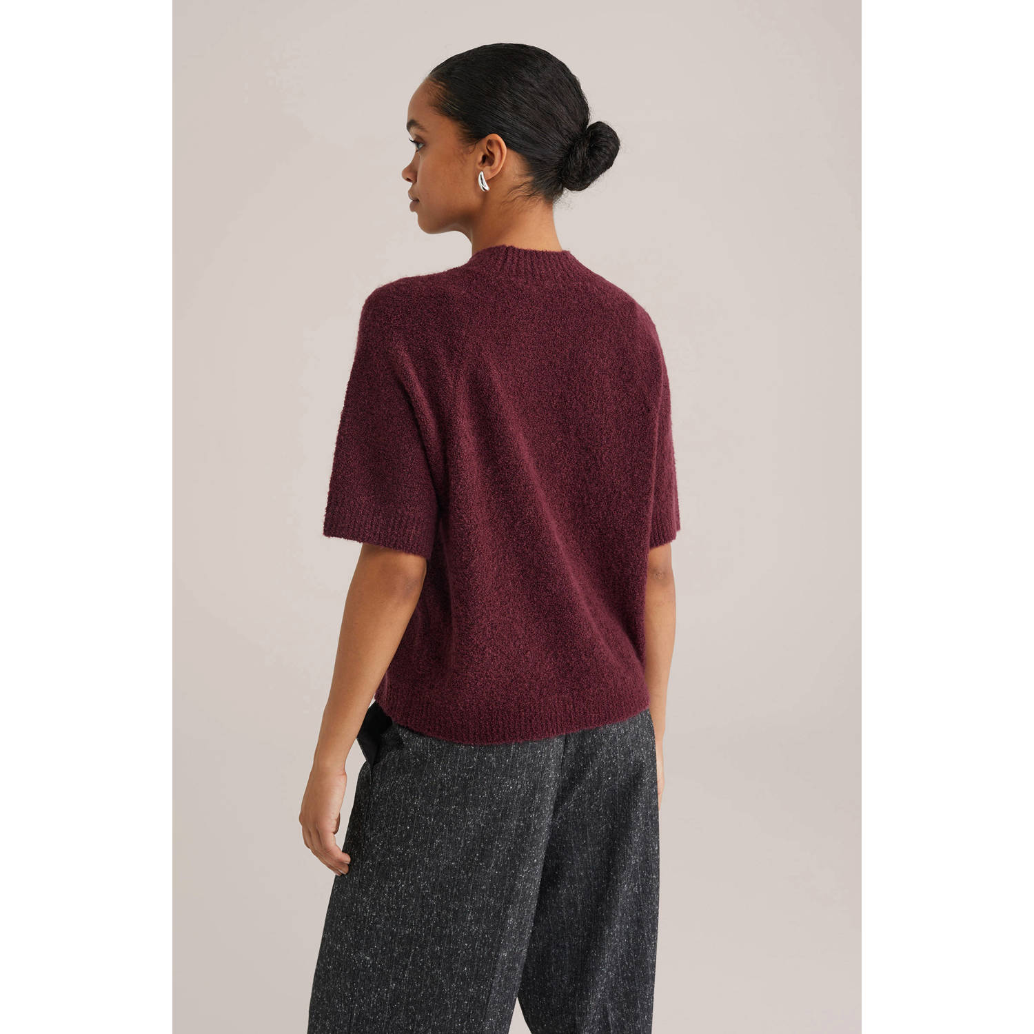 WE Fashion gebreide trui donkerrood