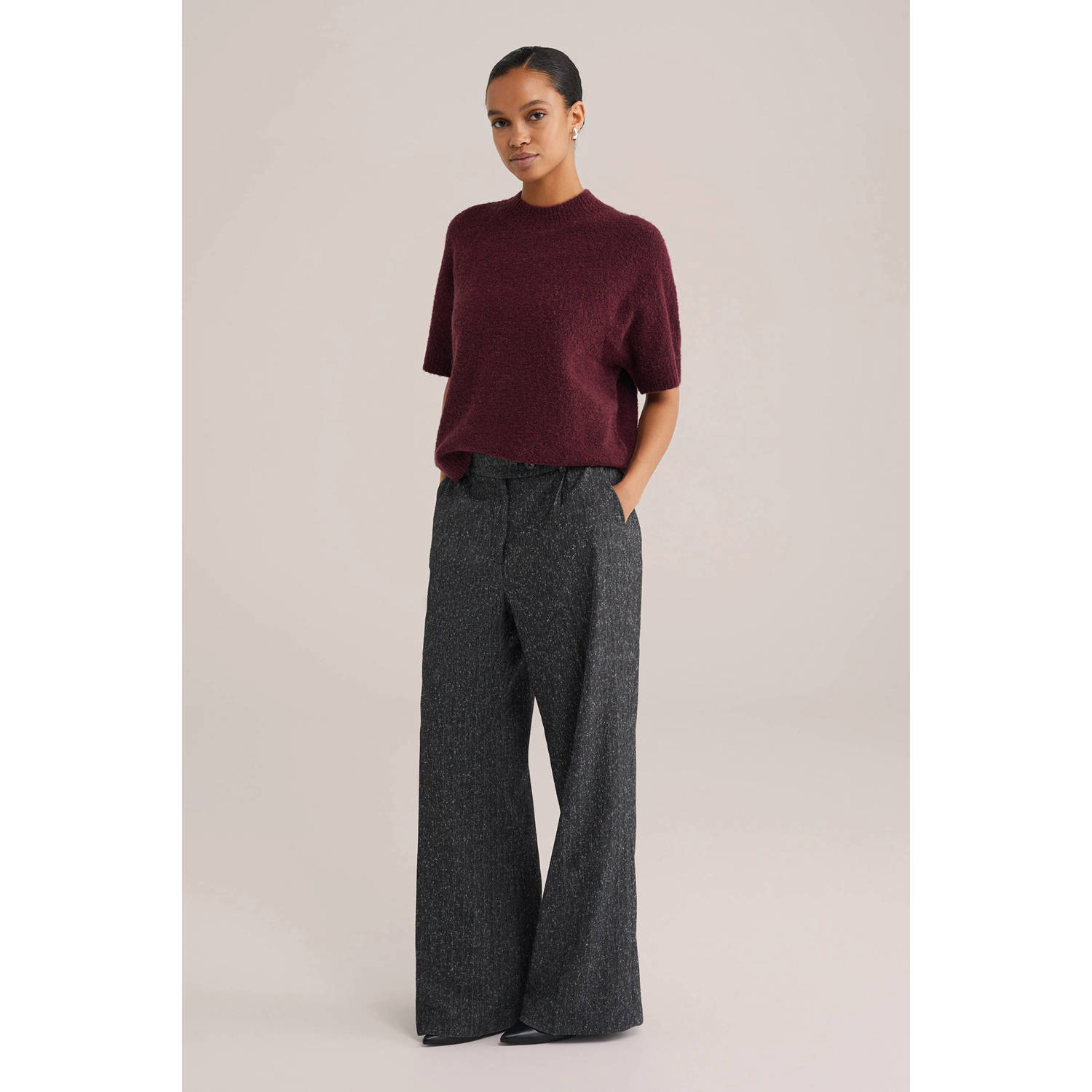 WE Fashion gebreide trui donkerrood