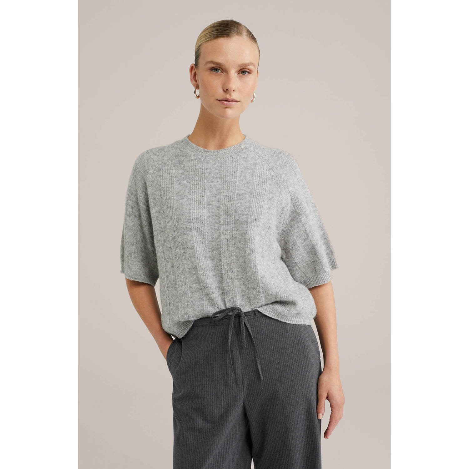 WE Fashion wollen trui lichtgrijs