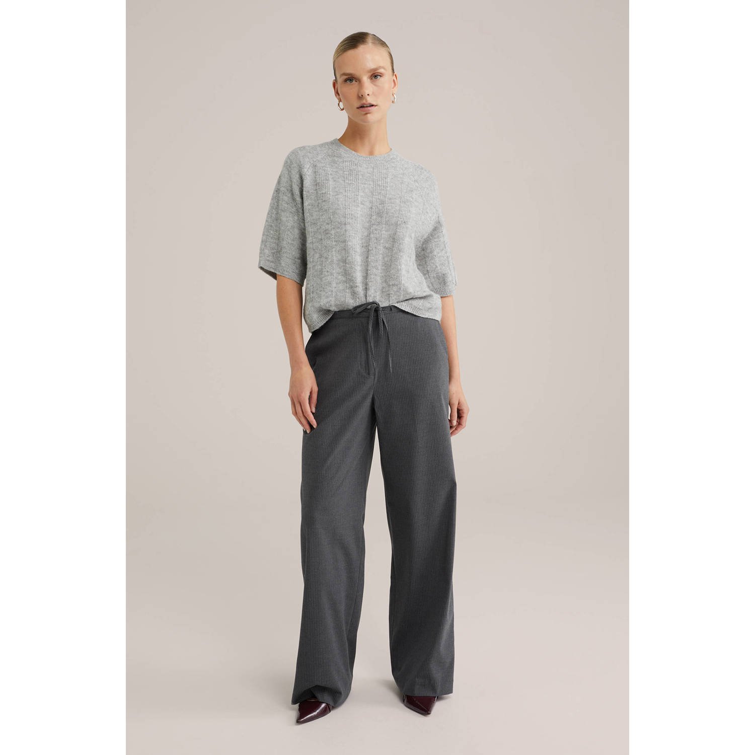 WE Fashion wollen trui lichtgrijs