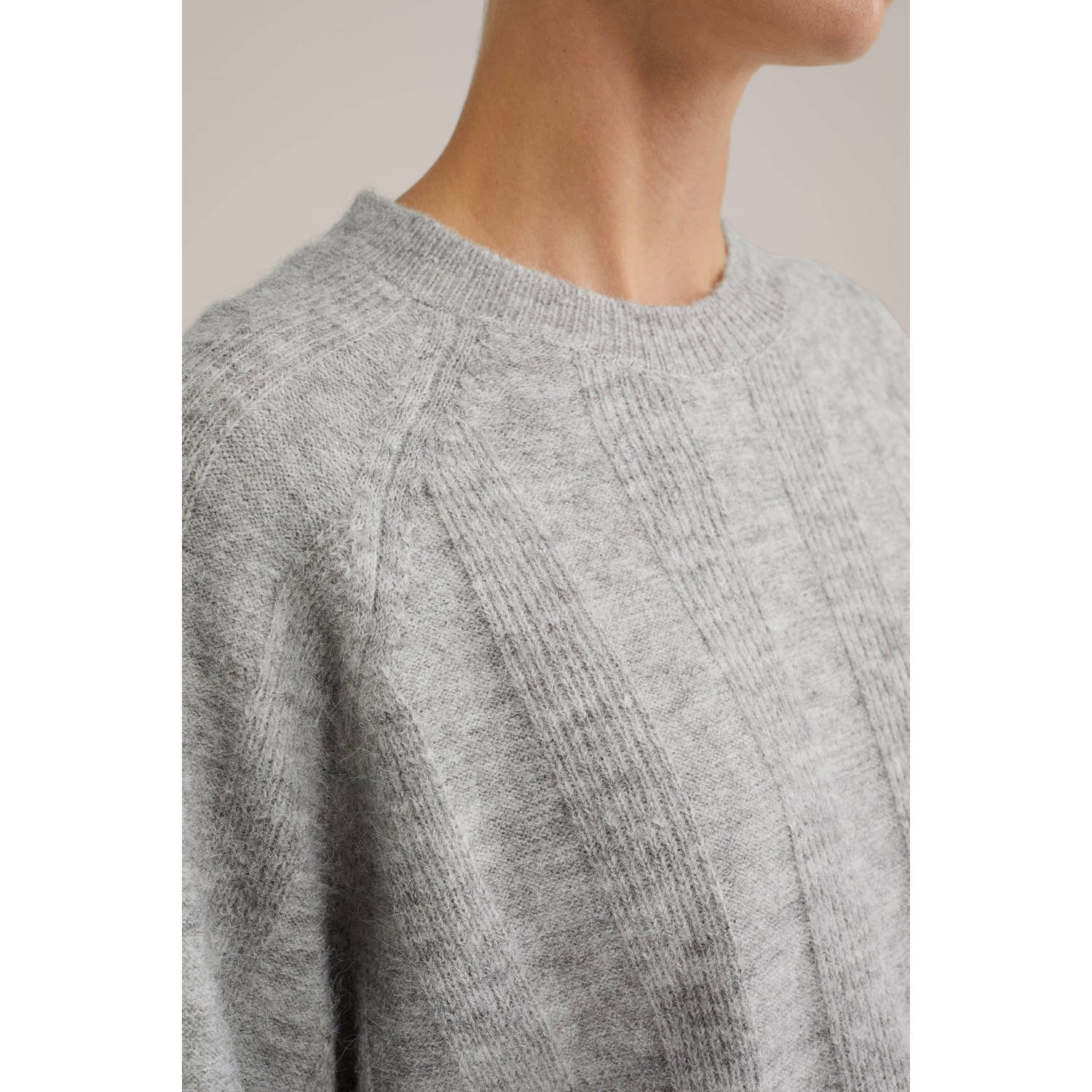 WE Fashion wollen trui lichtgrijs