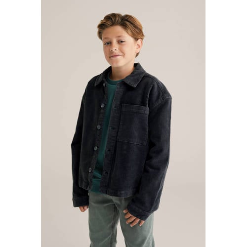 WE Fashion Blue Ridge corduroy overhemd antraciet afbeelding