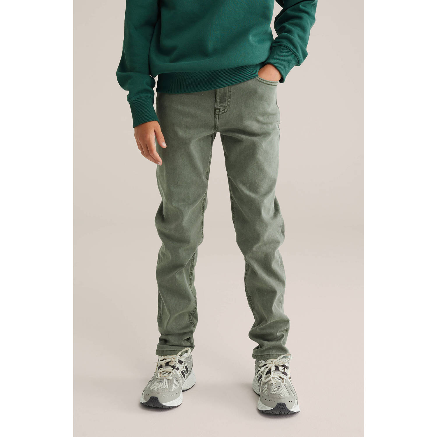 WE Fashion Blue Ridge tapered regular waist regular fit jeans groen