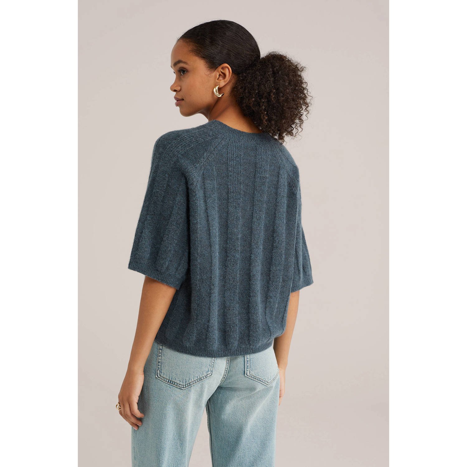 WE Fashion wollen trui grijsblauw