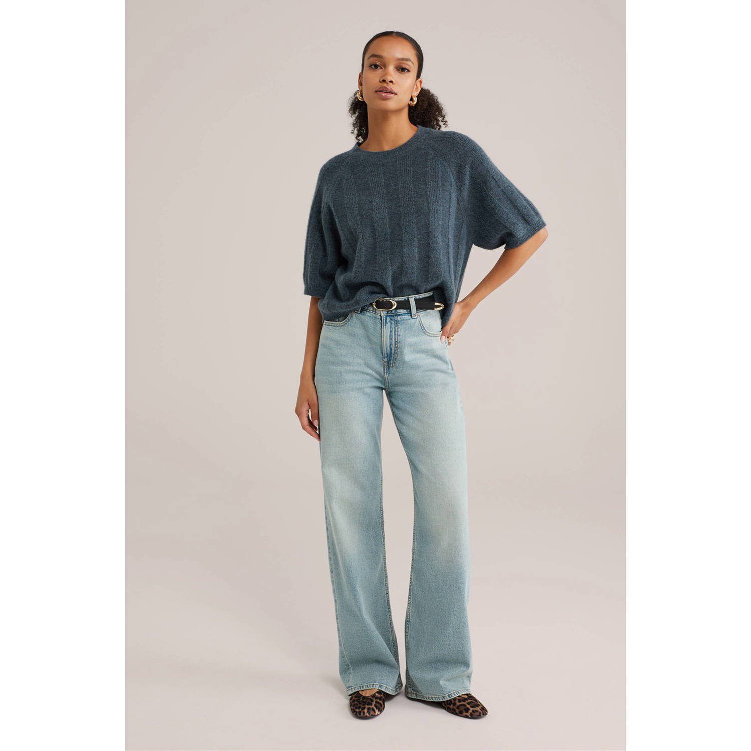 WE Fashion wollen trui grijsblauw