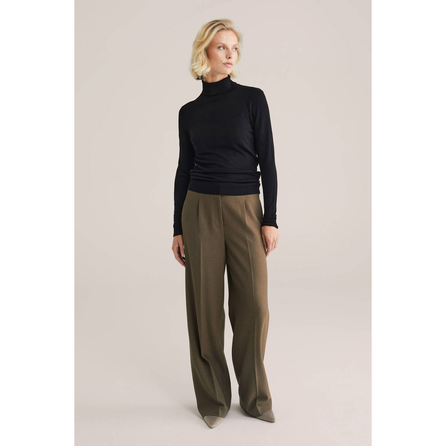 WE Fashion coltrui zwart fijn gebreid