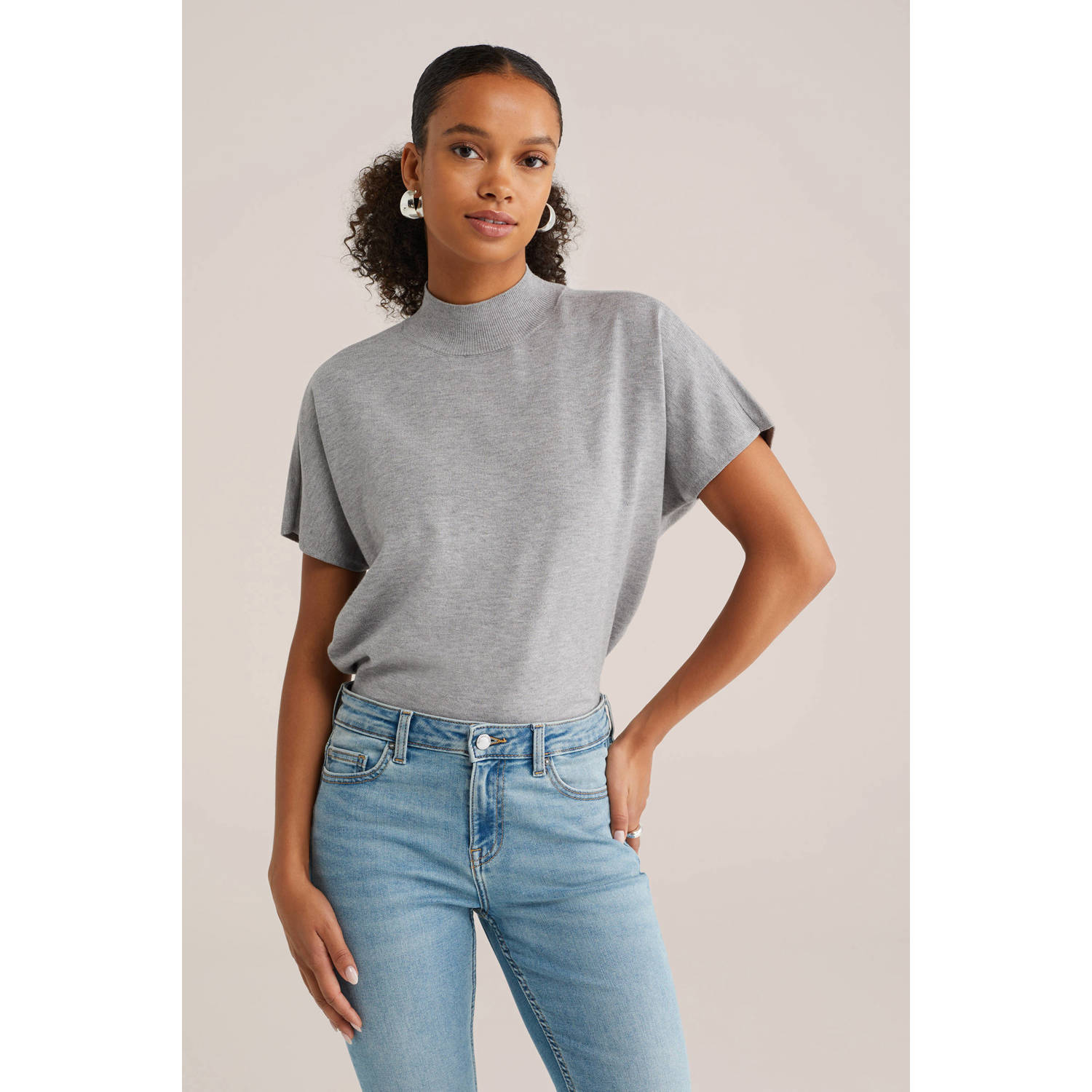 WE Fashion top grijs melange