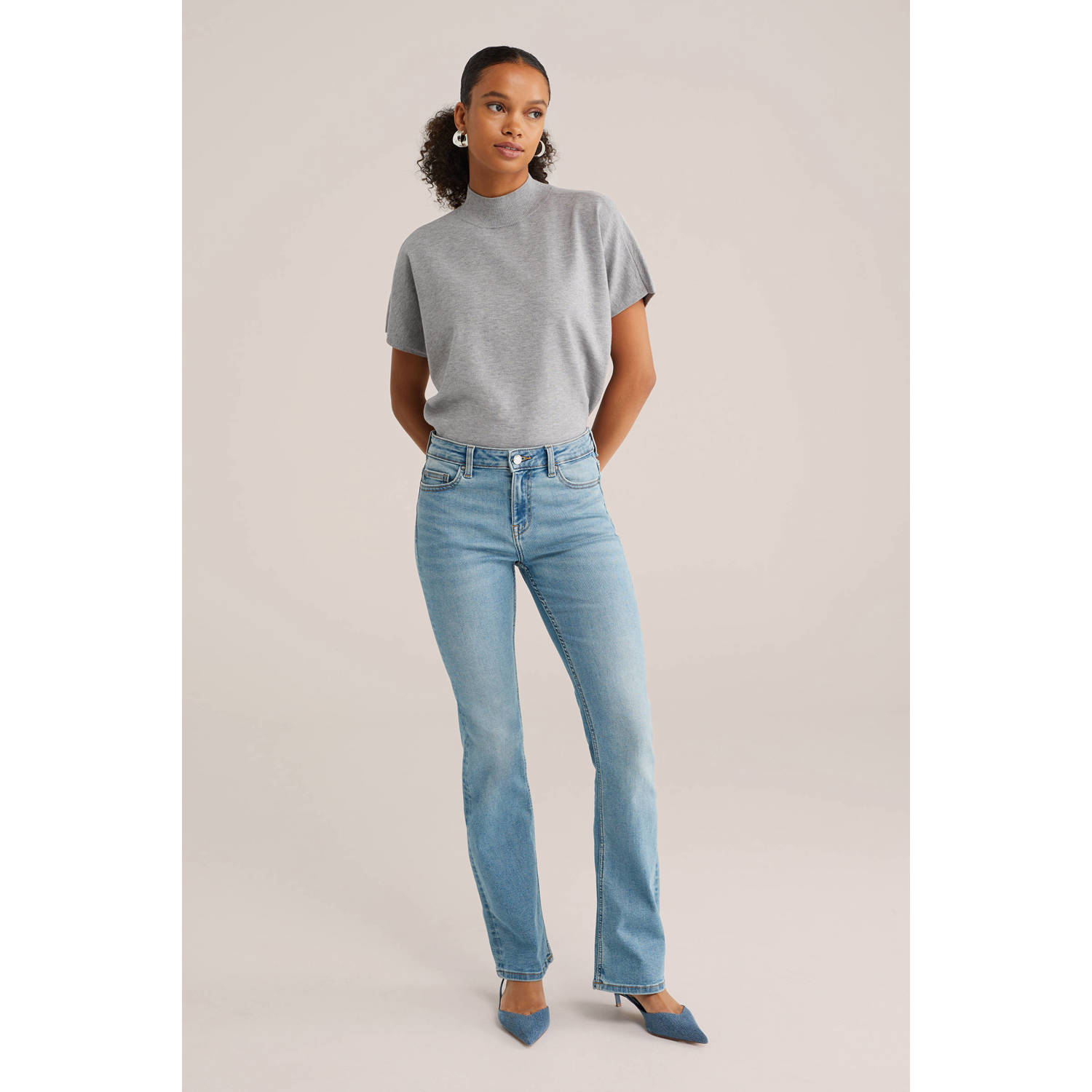 WE Fashion top grijs melange
