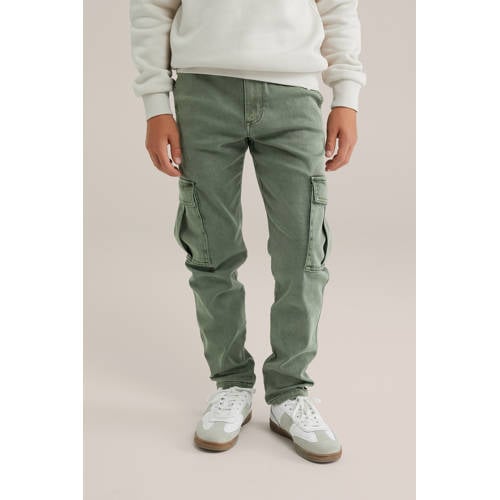 WE Fashion Blue Ridge waist tapered jeans donkergroen afbeelding