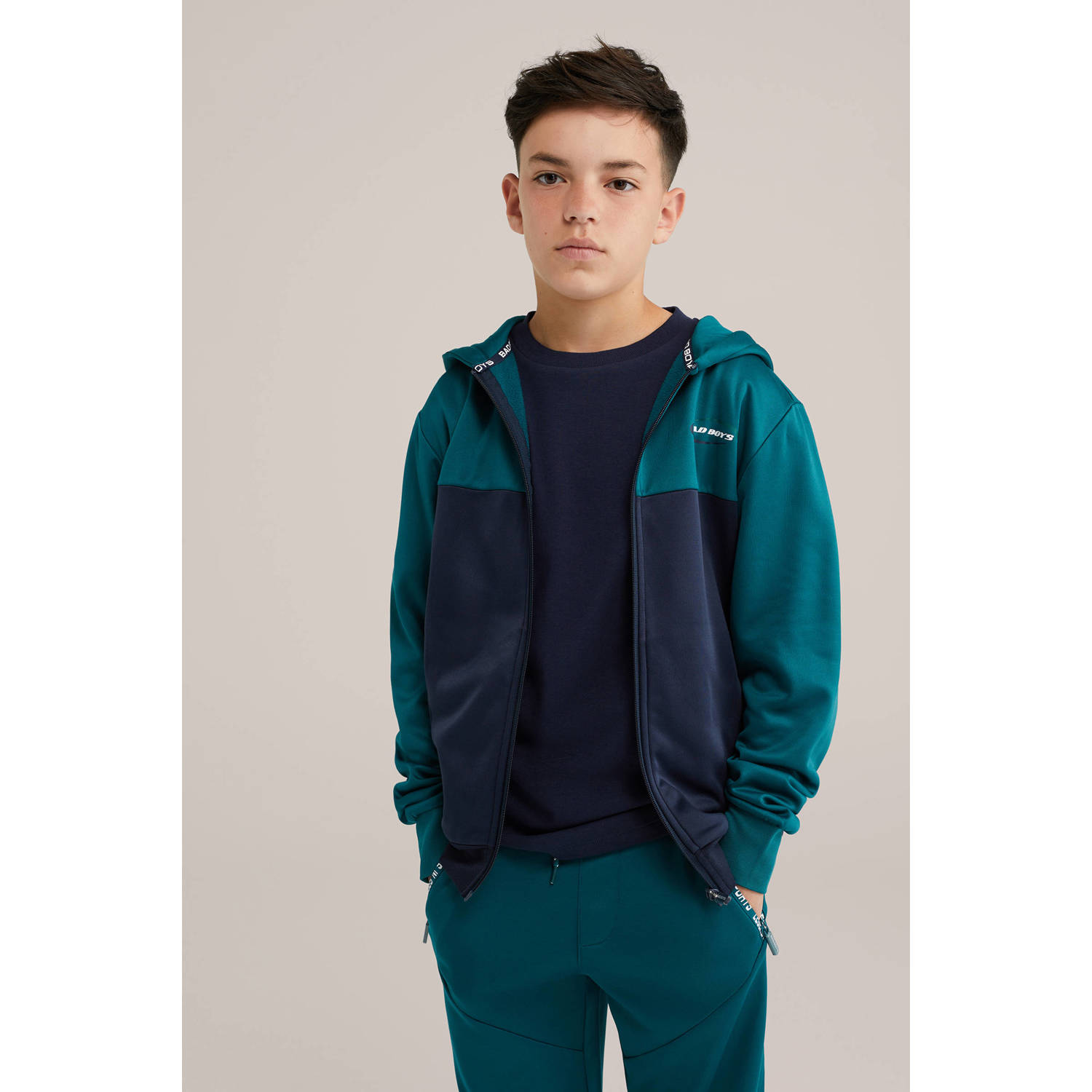 WE Fashion Bad Boys sweatvest donkergroen