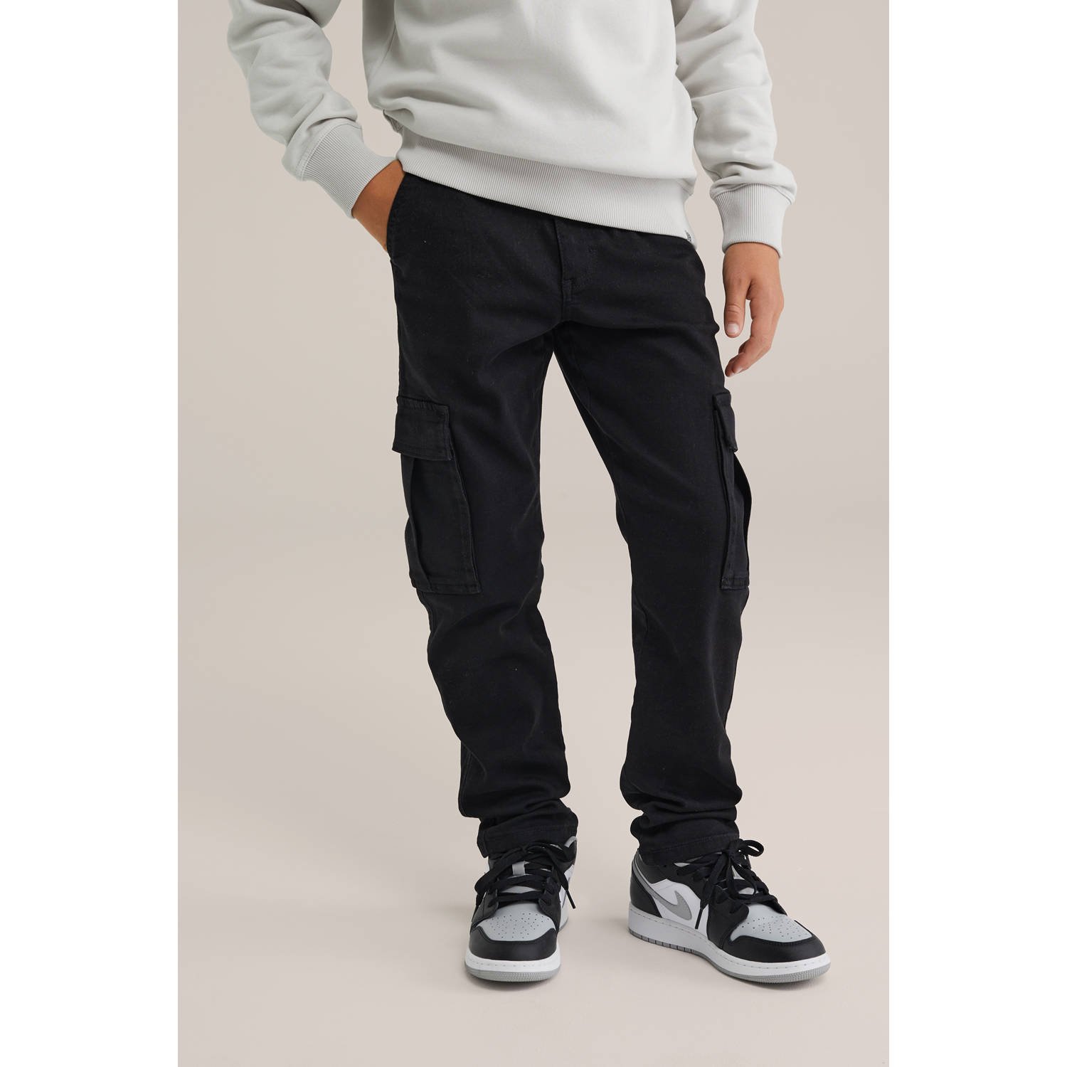 WE Fashion waist tapered jeans zwart
