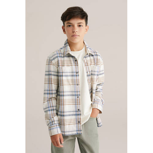 WE Fashion Blue Ridge overhemd beige/blauw afbeelding