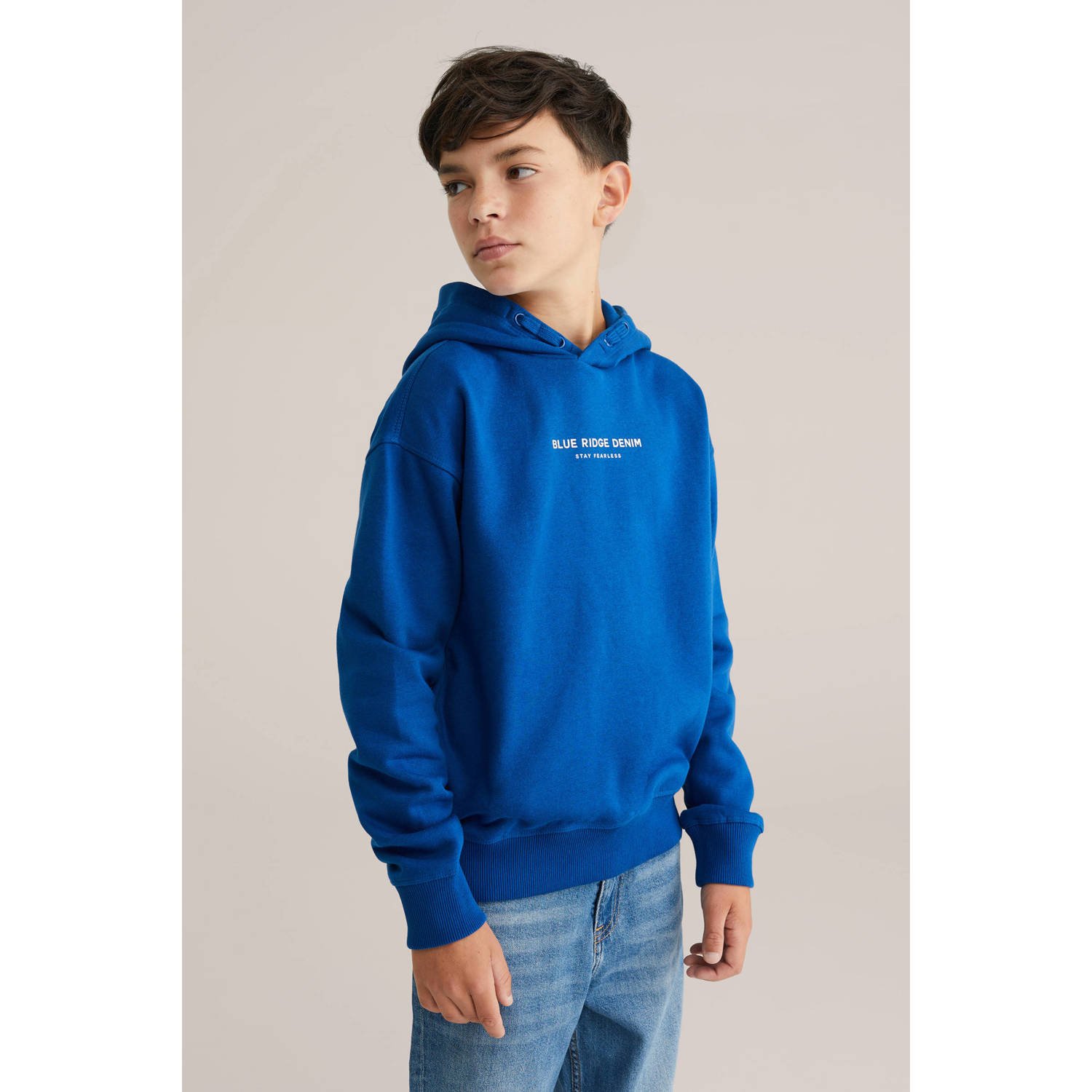 WE Fashion Blue Ridge hoodie kobalt blauw