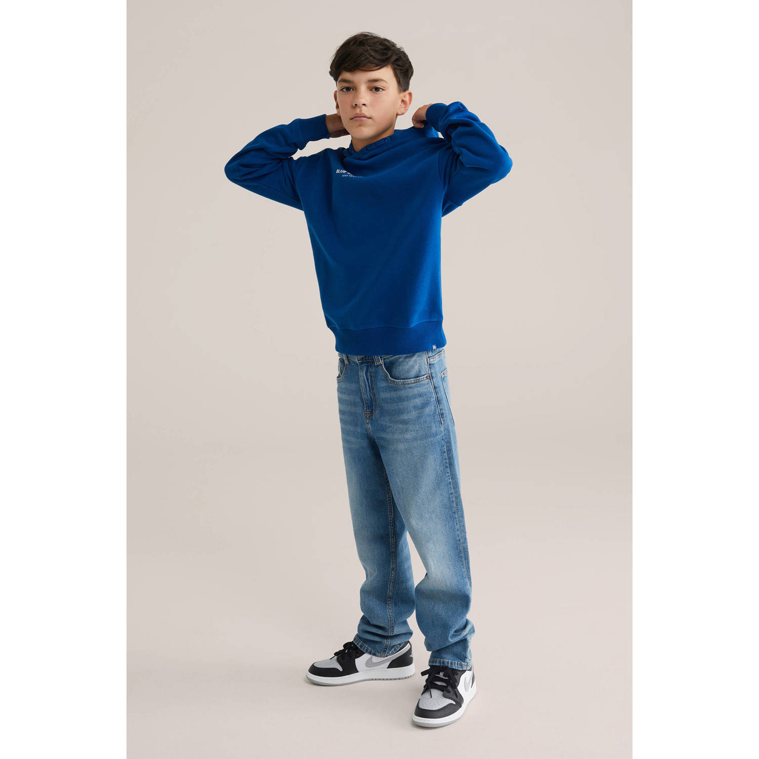 WE Fashion Blue Ridge hoodie kobalt blauw