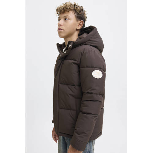 JACK & JONES JUNIOR gewatteerde jas donkerbruin afbeelding