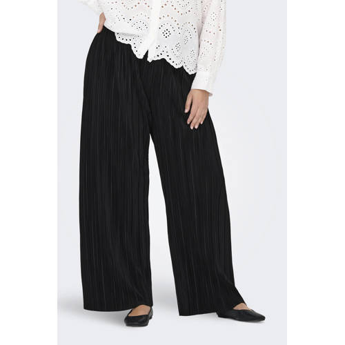 ONLY CARMAKOMA wide leg regular waist broek zwart afbeelding