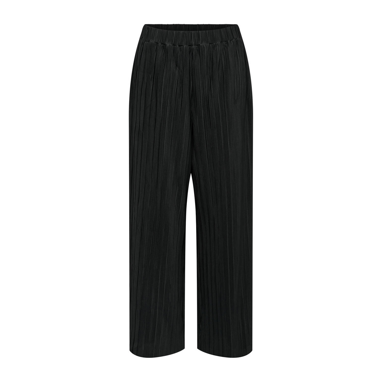 ONLY CARMAKOMA wide leg regular waist broek zwart