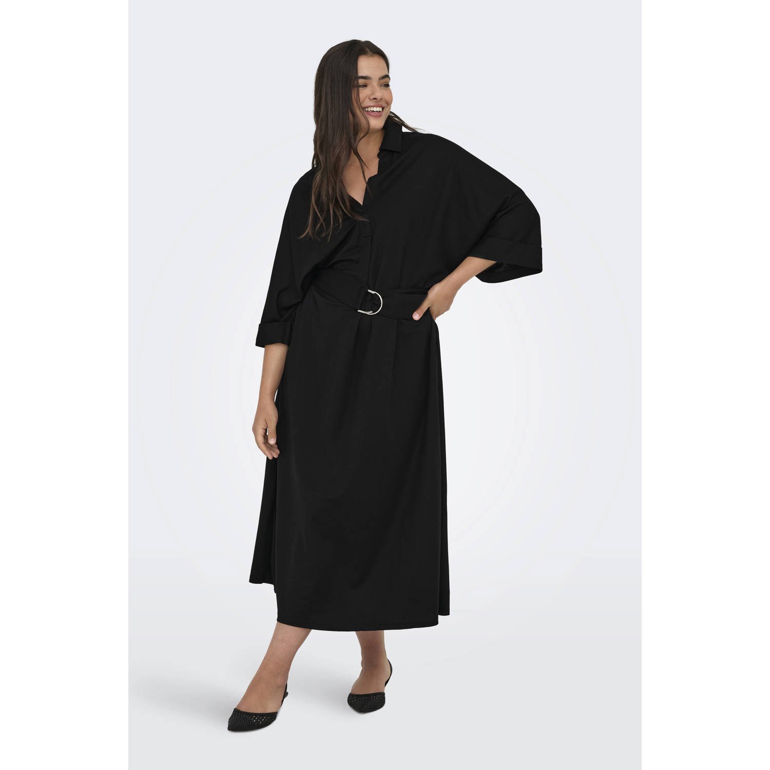 ONLY CARMAKOMA midi jurk zwart