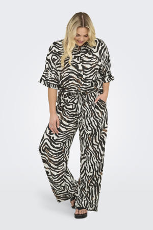 wide leg regular waist broek bruin