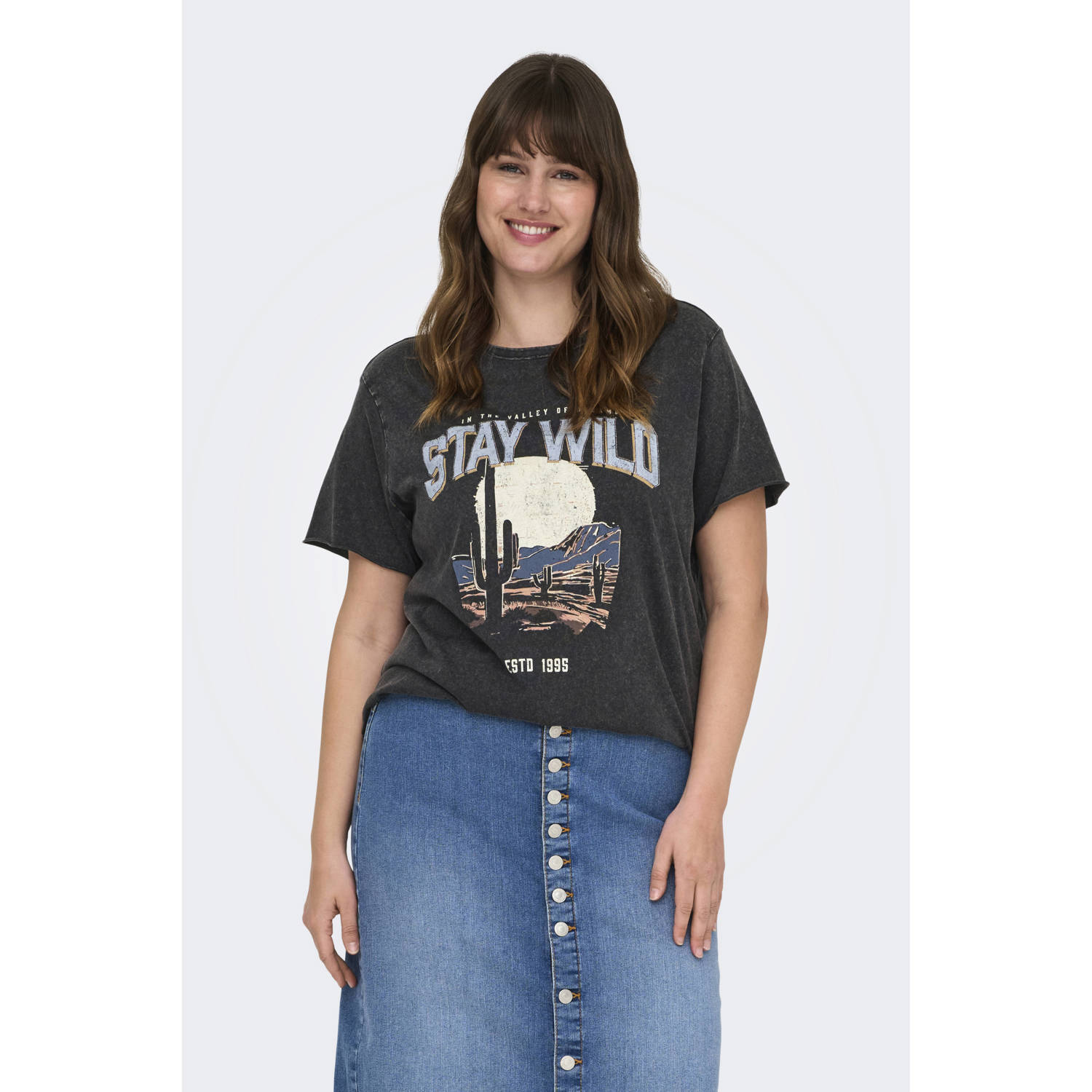ONLY CARMAKOMA T-shirt grijs
