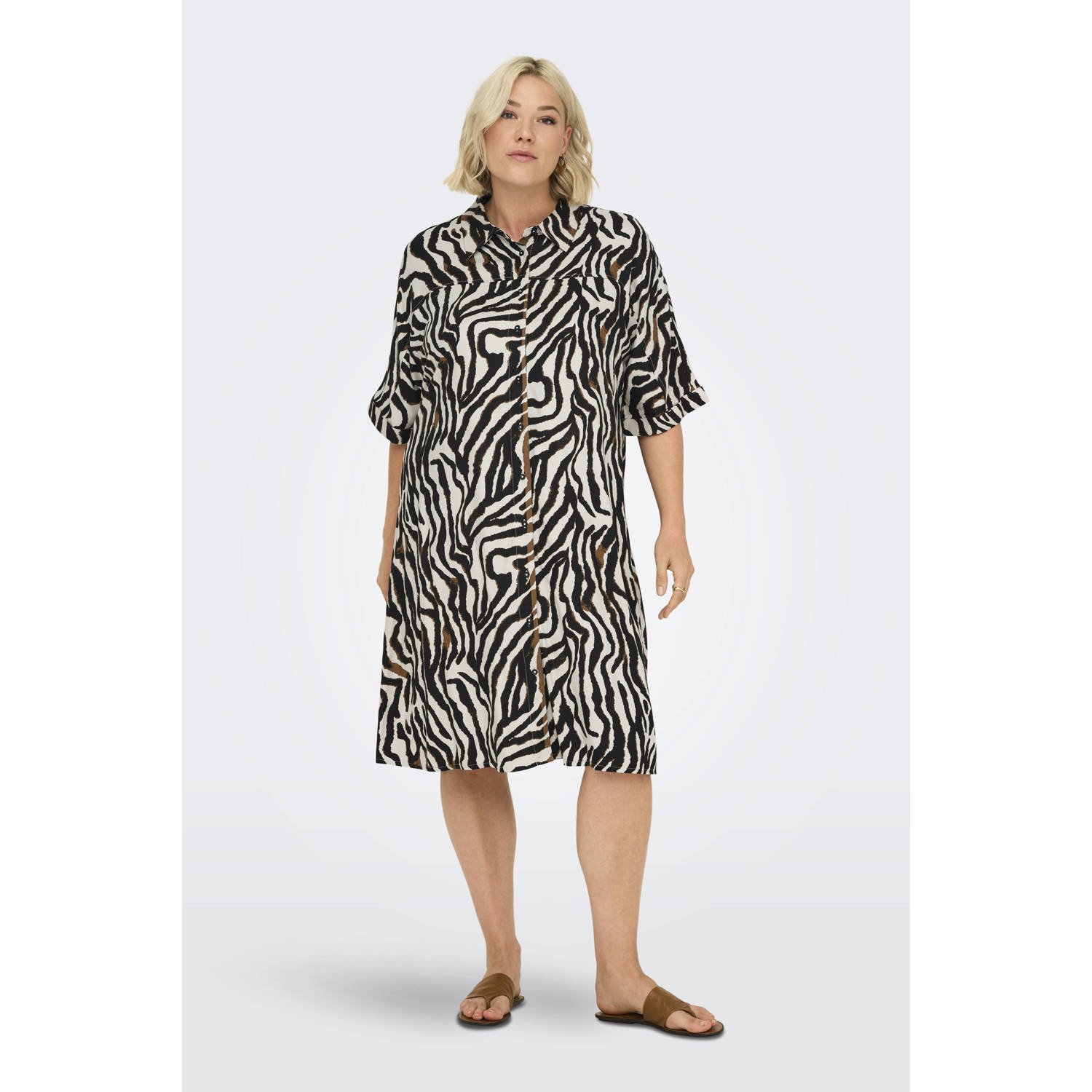 ONLY CARMAKOMA blousejurk bruin