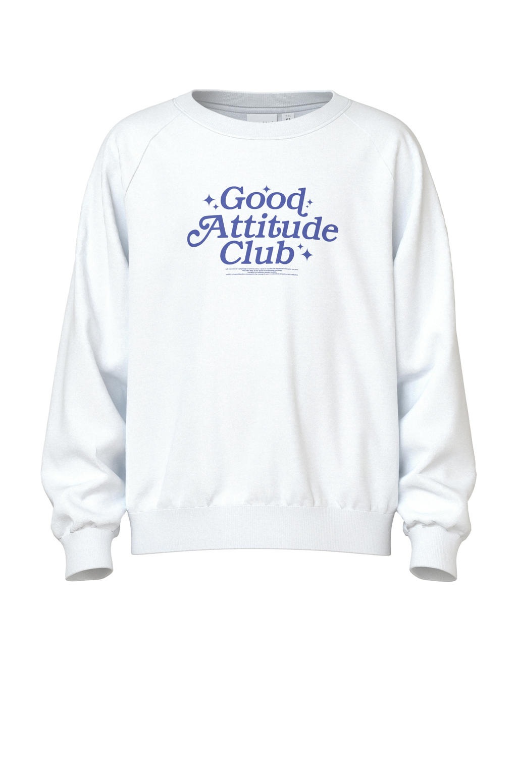 Witte meisjes NAME IT KIDS sweater met tekst print, lange mouwen, ronde hals en geribde boorden