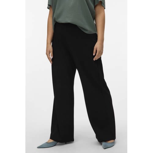 VERO MODA CURVE wide leg regular waist pantalon zwart afbeelding