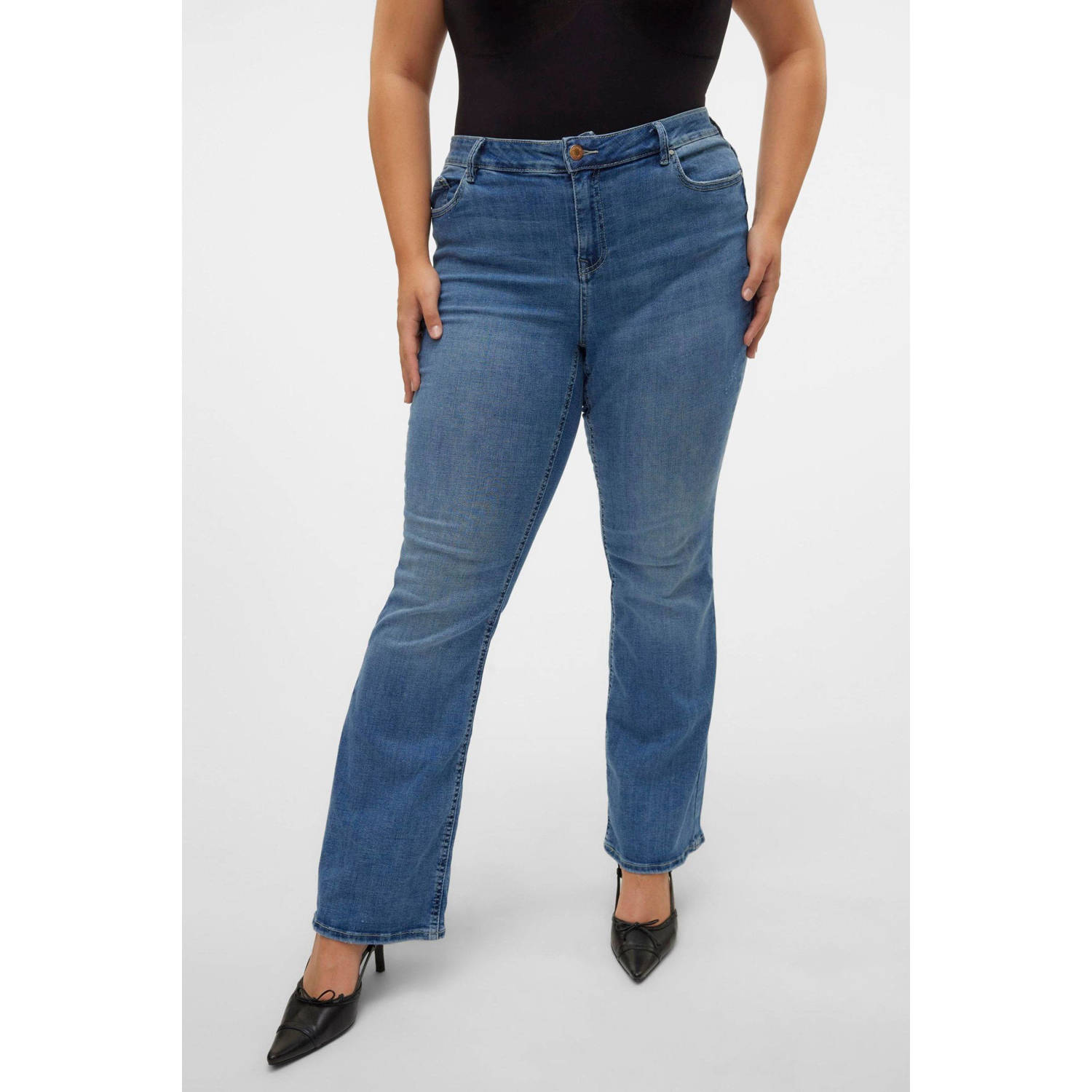VERO MODA CURVE flared jeans dark blue denim