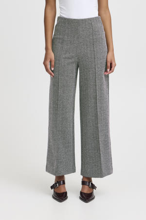 wide leg high waist broek grijs