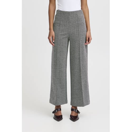 ICHI wide leg high waist broek grijs afbeelding