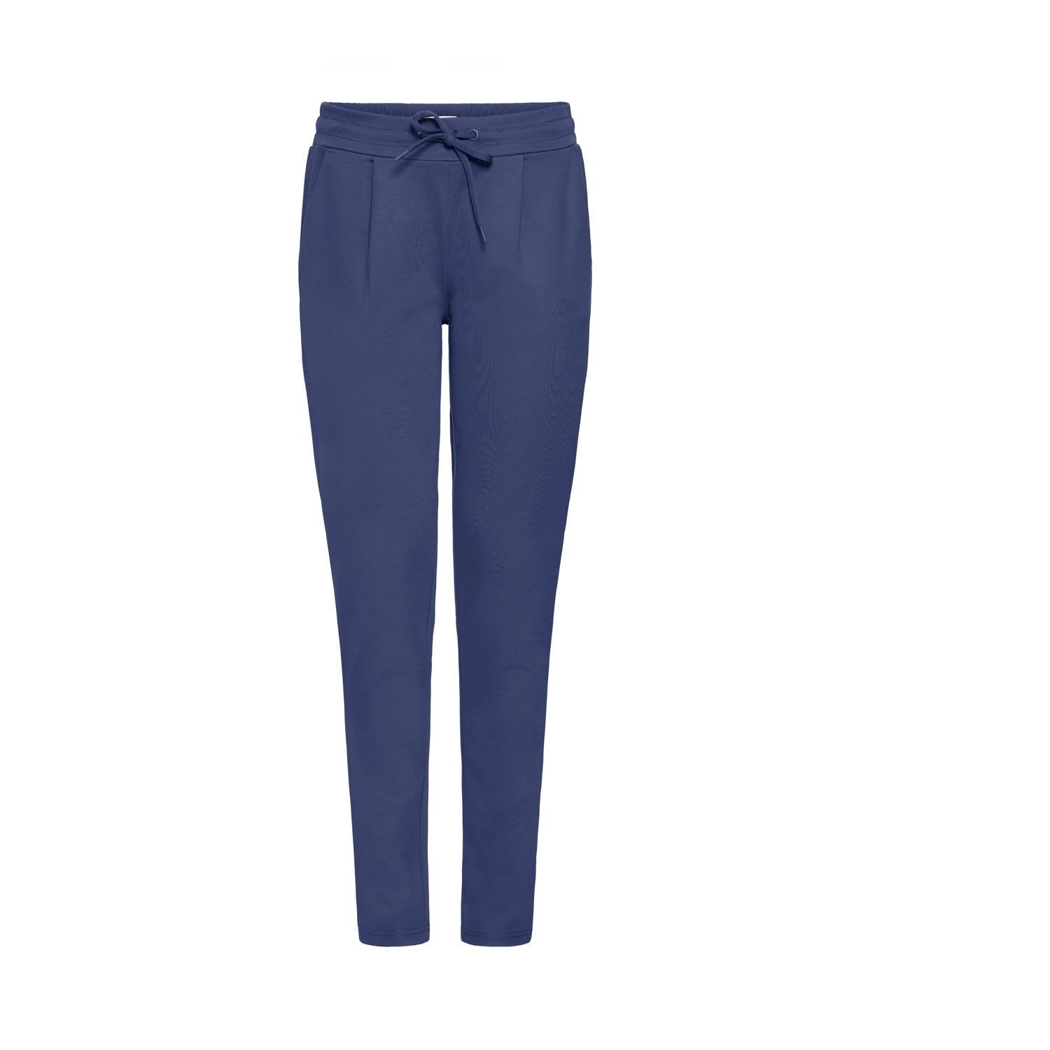 ICHI jersey regular waist casual broek donkerblauw