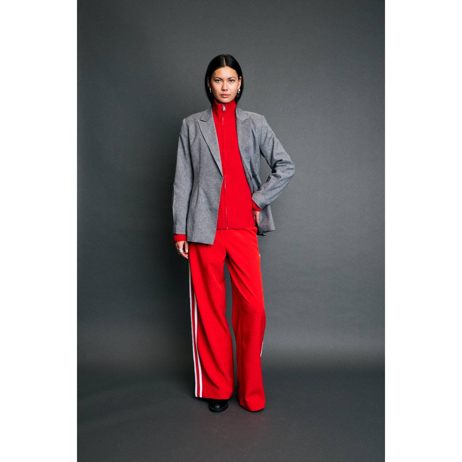 ICHI wide leg casual broek rood