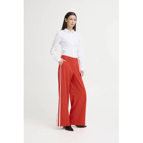ICHI wide leg casual broek rood afbeelding