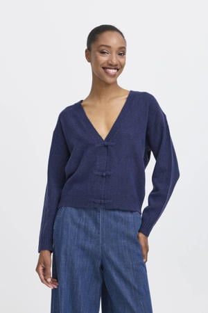 gebreid vest donkerblauw