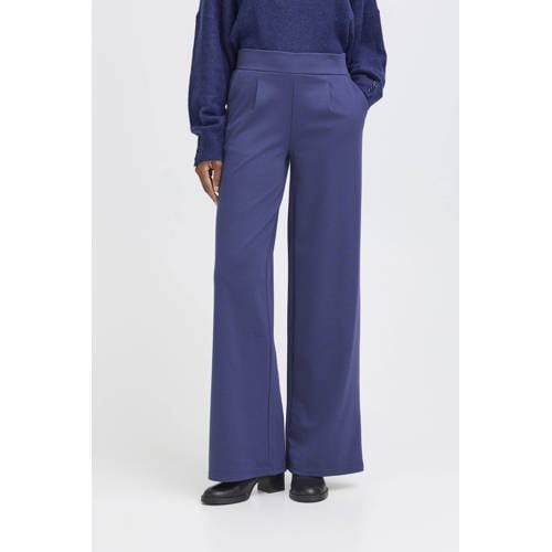 ICHI denim wide leg high waist broek blauw afbeelding