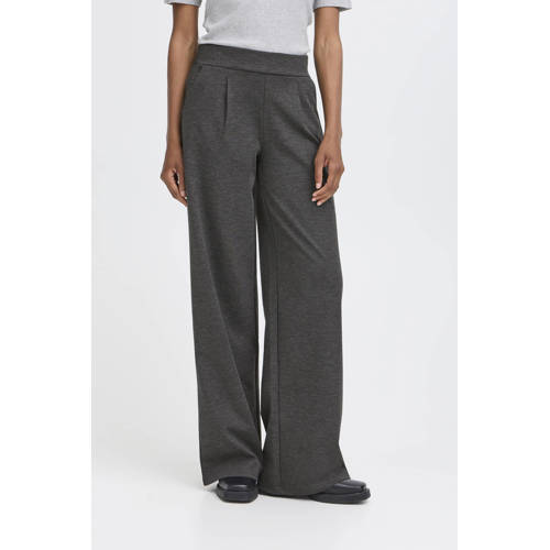 ICHI denim wide leg high waist broek grijs afbeelding