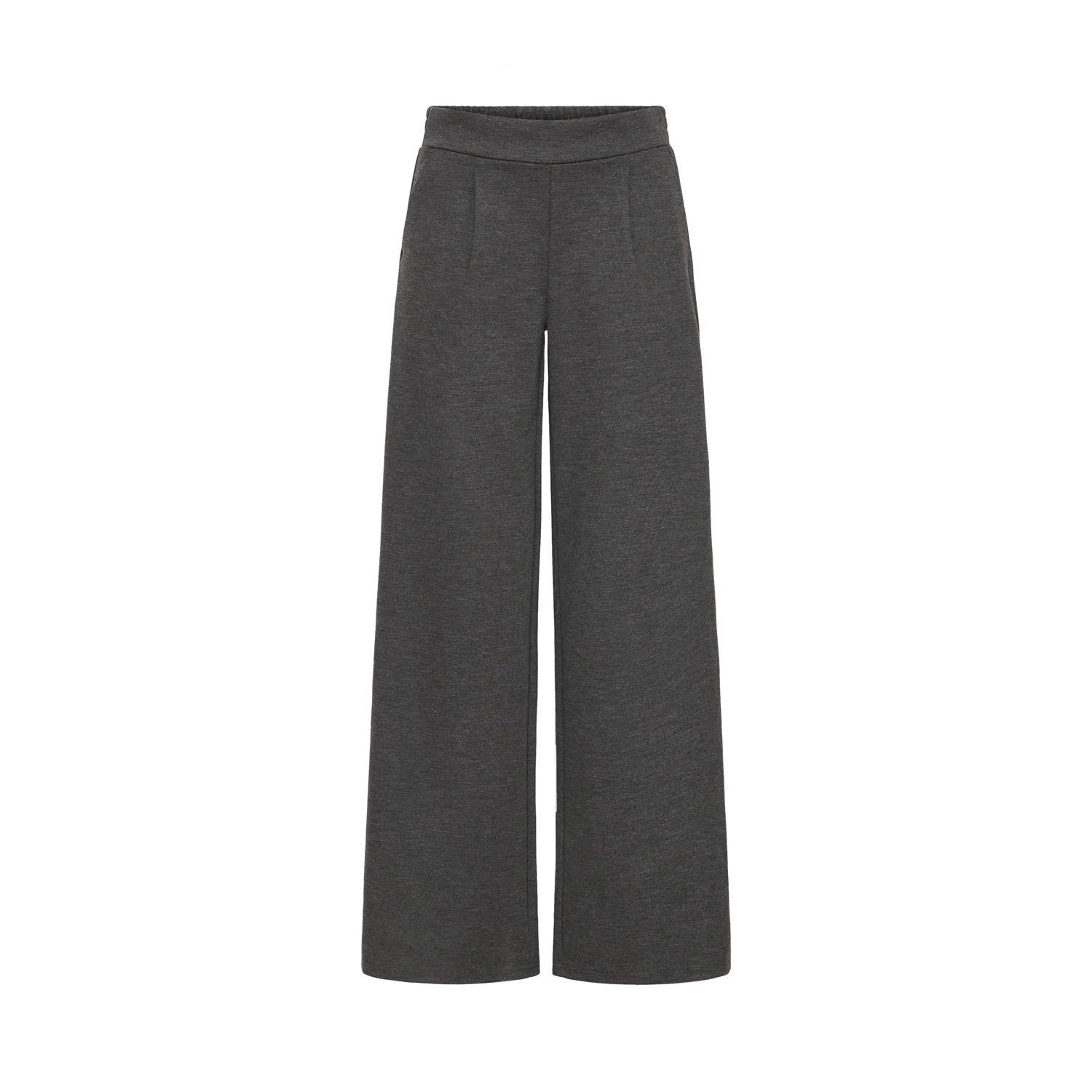 ICHI denim wide leg high waist broek grijs