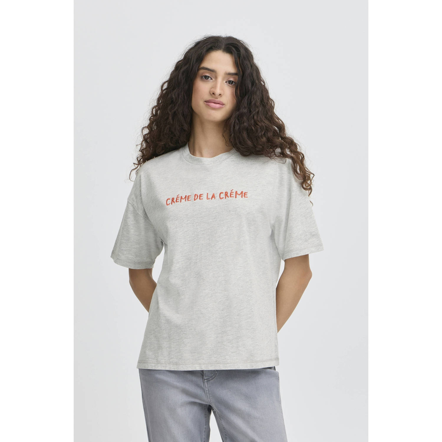 ICHI T-shirt lichtgrijs