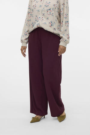 wide leg regular waist pantalon donkerrood