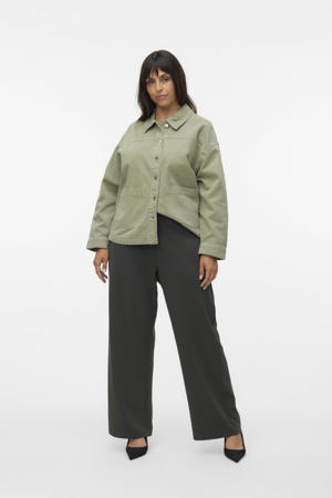 wide leg regular waist pantalon grijs