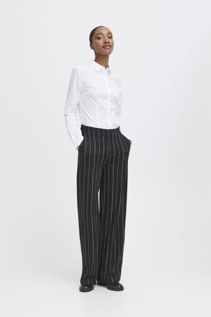 straight regular waist pantalon zwart