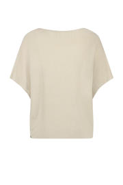thumbnail: Crème dames NUKUS top crème van viscose met effen, korte mouwen en ronde hals