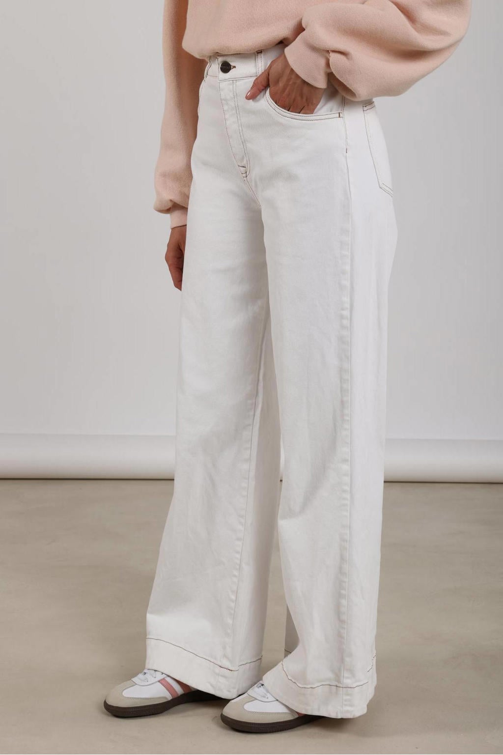 NUKUS high waist wide leg jeans wit