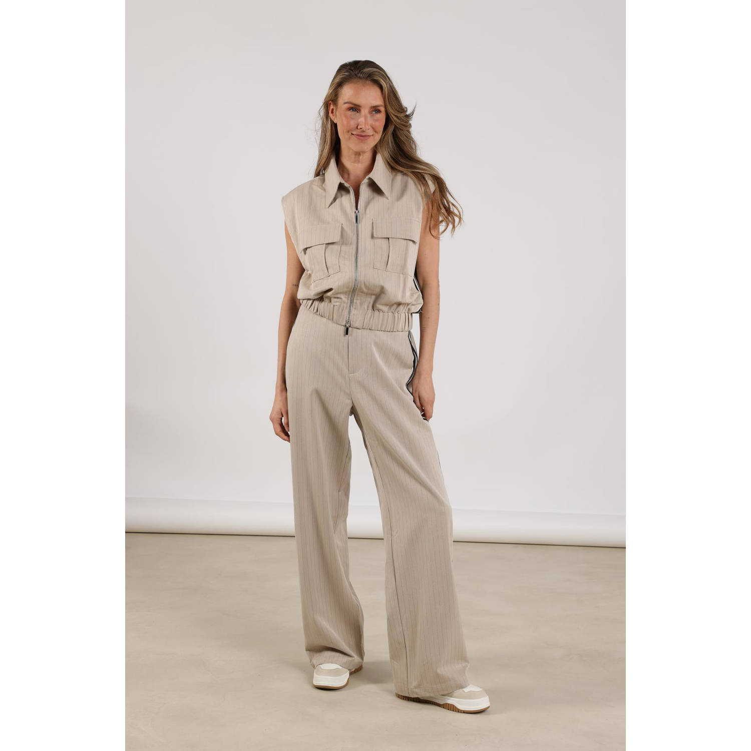 NUKUS straight regular waist pantalon zand