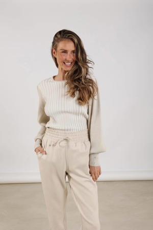 pullover trui crème rib gebreid