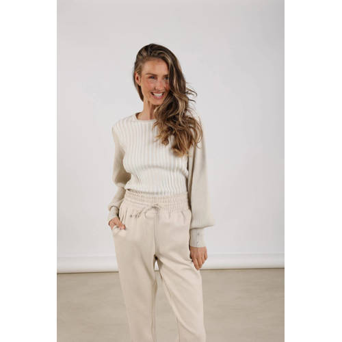 NUKUS pullover trui crème rib gebreid afbeelding