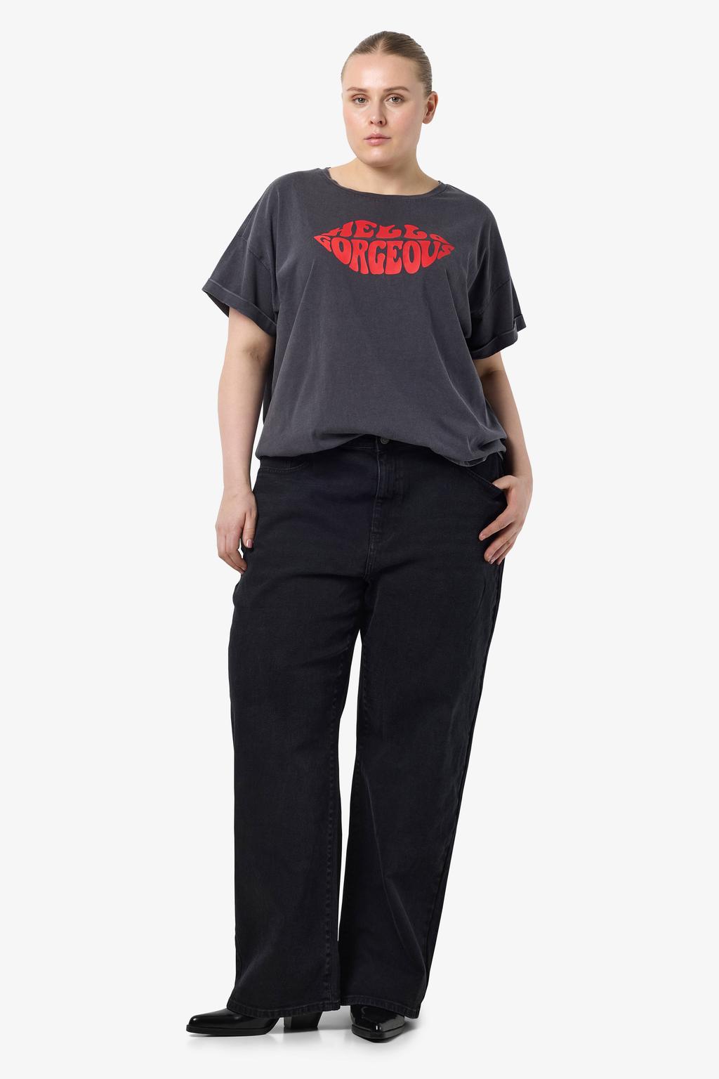 NOISY MAY Curve wide leg jeans zwart